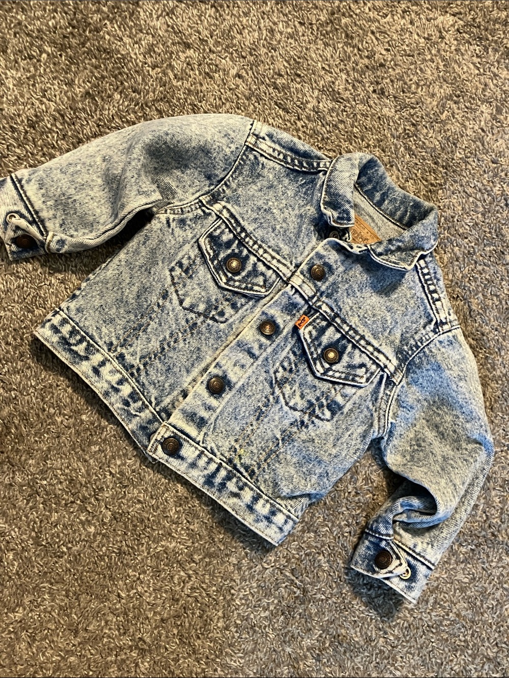 Vintage Levi Strauss & Co Orange Tab Toddler Acid Wash Denim Jacket size 4T USA